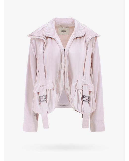 Fendi Long Sleeves High Collar Jackets in Pink Lyst