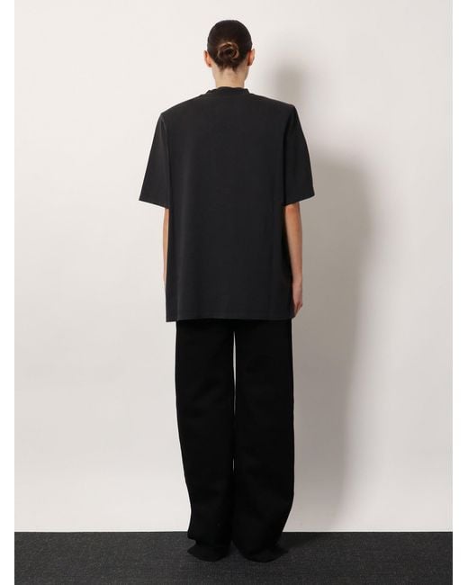 The Attico Black Cotton T-Shirt With Embroidered Logo On The Front