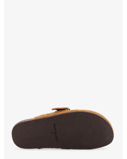 Tory Burch Brown T Monogram Mellow Jacquard Suede Mule