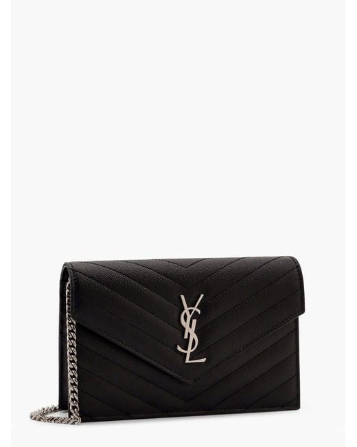 Saint Laurent Black Cassandre Pochette Grain-De-Poudre Leather Crossbody Bag