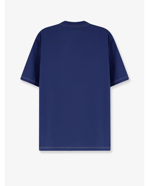 Brunello Cucinelli Blue Technical Nylon T-Shirt With Front Logo for men