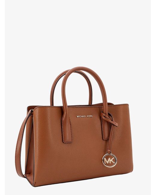 Michael Kors Brown Leather Handbag With Metal Monogram