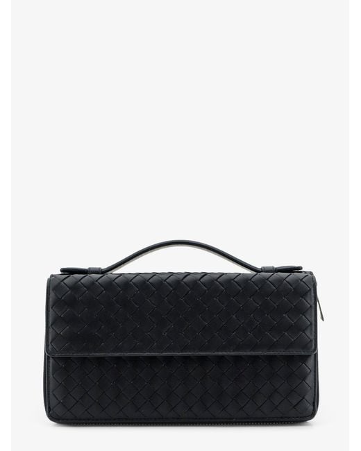 Bottega Veneta Black Leather Wallet With Intrecciato Pattern for men