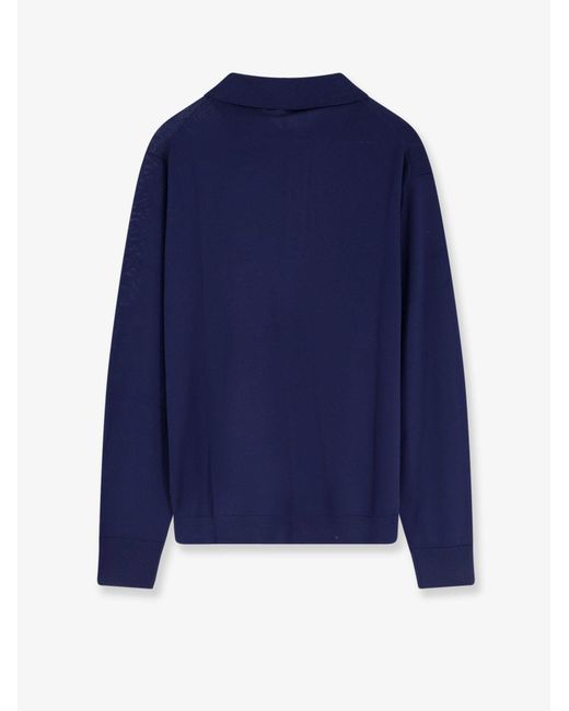 Bramani Cashmere Blue Wool Polo Sweater for men