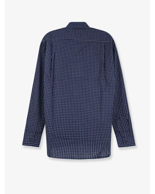 Walk In Paris Blue Cotton Shirt With Plaid Print for men