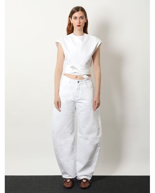Alaïa White Curved Denim Trousers