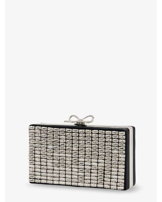 Self-Portrait Metallic Clutch Bag With Crystals