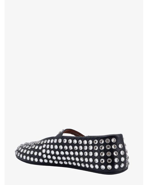 Alaïa White Leather Ballet Flats With Rhinestones