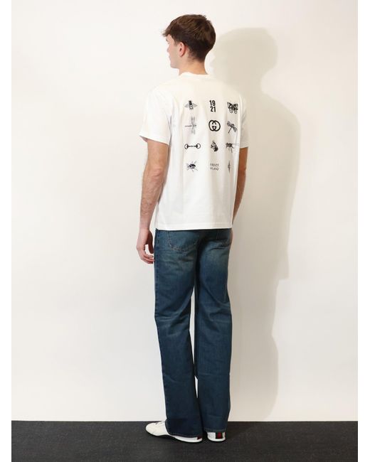 Gucci White Cotton T-Shirt With Lettering Logo On The Front for men