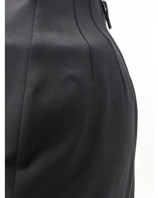 Rick Owens Black Dirt Pillar Long Stretch Wool Blend Skirt