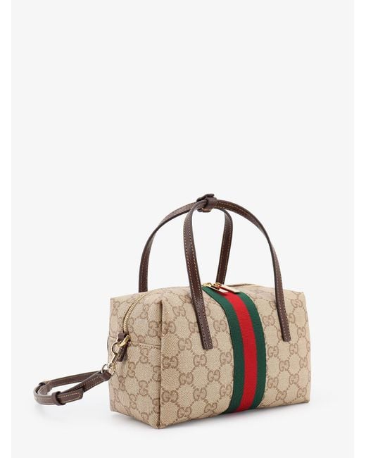 Gucci Natural Boston Mini Bag With Web Detail