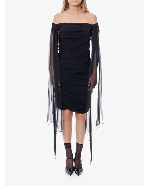 Givenchy Blue Stretch Viscose Dress With Drapery
