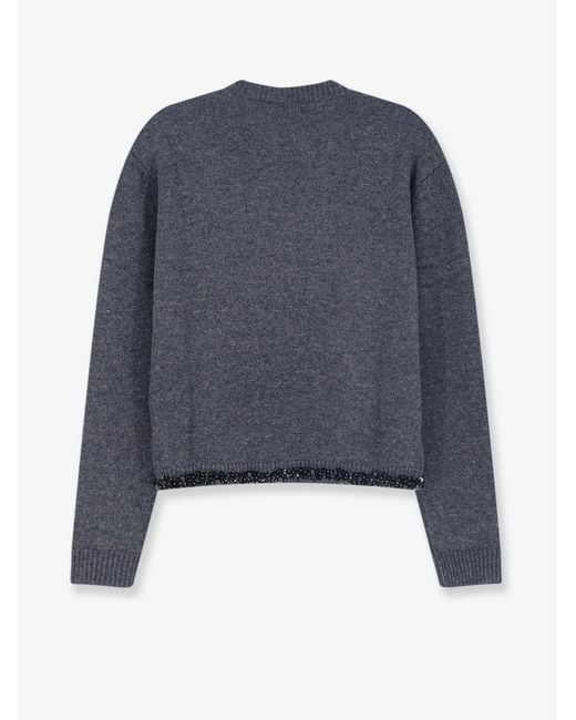 Semicouture Blue Virgin Wool And Cashmere Sweater