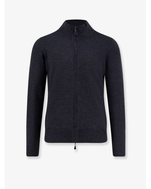 Alpha Studio Blue Wool Cardigan for men