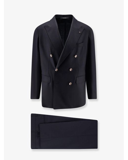Tagliatore Blue Double-Breasted Stretch Virgin Wool Suit for men