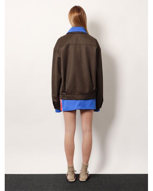Miu Miu Brown Virgin Wool Jacket With Logo Detail