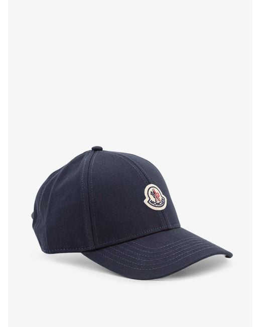 Moncler Blue Cotton Baseball Hat for men
