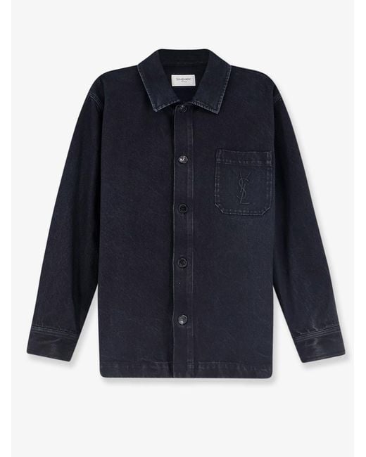 Saint Laurent Blue Cassandre Denim Overshirt for men