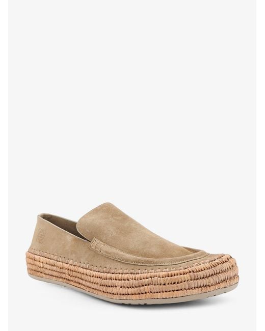 Loewe White Rio Suede And Raffia Loafers for men