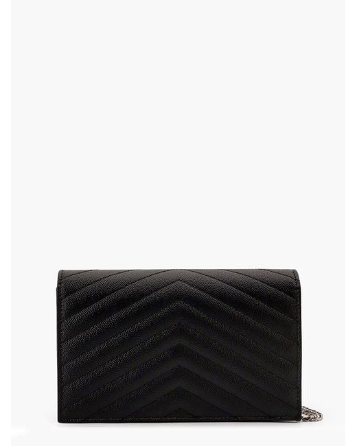 Saint Laurent Black Cassandre Pochette Grain-De-Poudre Leather Crossbody Bag