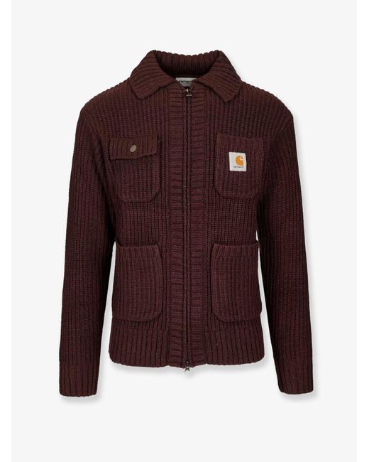 Carhartt Purple Chore Knit Acrylic Blend Cardigan for men