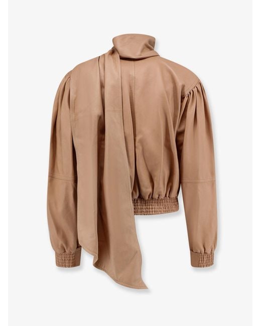Chloé Natural Leather Jacket With Stitched Profiles