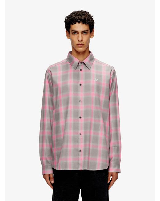 Camicia S-Simply Check di DIESEL in Pink da Uomo
