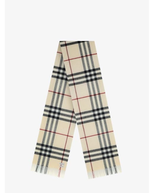 Burberry White Cashmere Scarf With Giant Check Motif for men