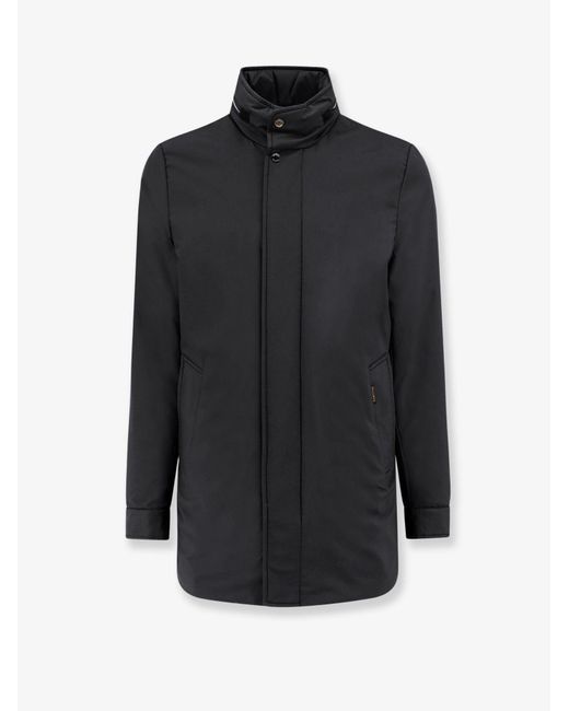 Moorer Black Nylon Long Jacket for men