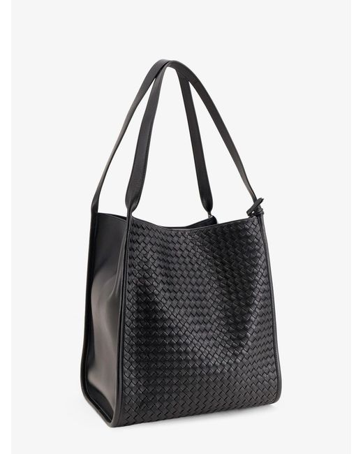 Bottega Veneta Black Corriere Leather Shoulder Bag With Intrecciato Pattern for men