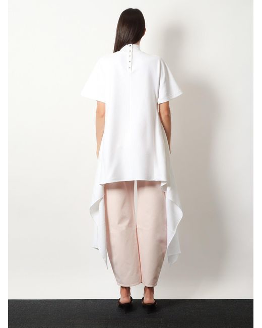 Alaïa White Asym Cotton Blend T-Shirt