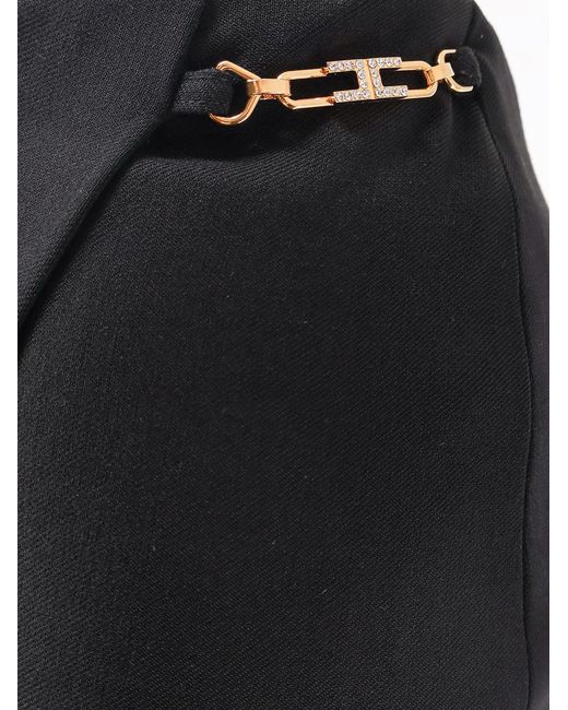 Elisabetta Franchi Black Asymmetrical Viscose And Wool Skirt