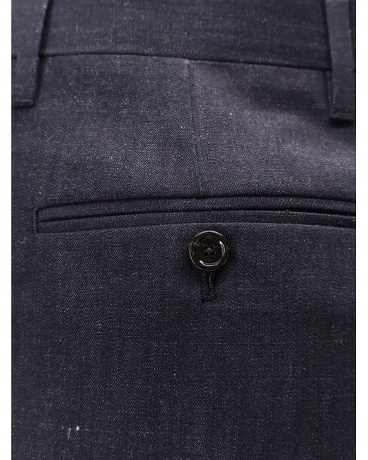 Lardini Blue Timur Cotton And Linen Trousers for men