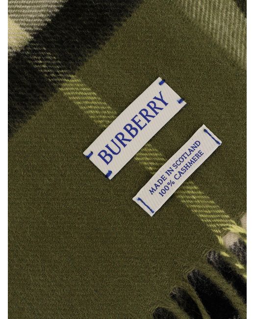 Burberry Green Giant Check Cashmere Scarf for men