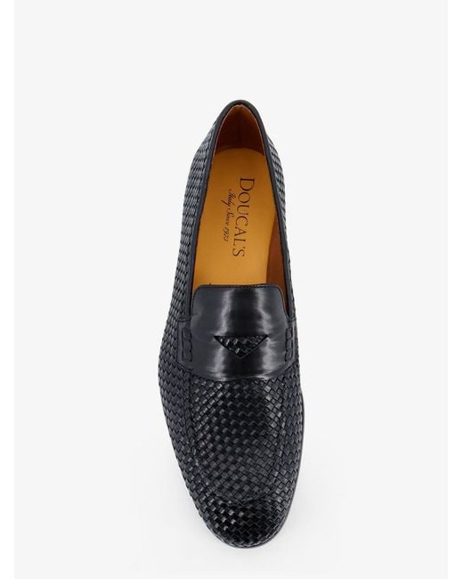 Doucal's Black Braidy Leather Loafers for men