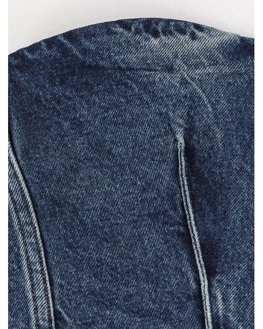 Agolde Blue Lara Corset Denim Top