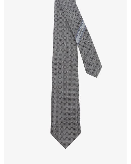 Ferragamo Gray Cannes Silk Tie for men