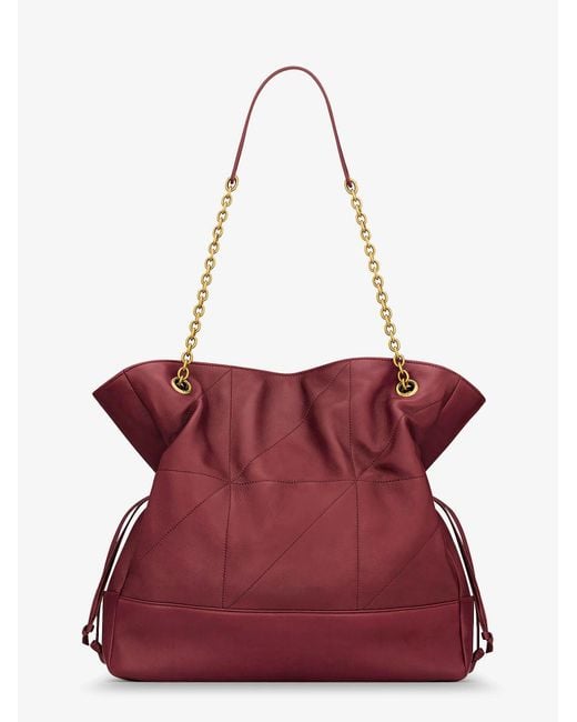 Saint Laurent Red Jamie Leather Shoulder Bag With Carré Rive Gauche Stitching