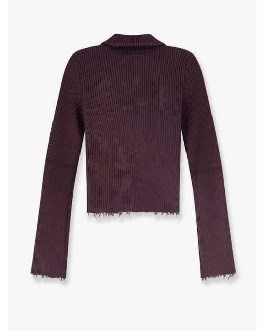 MM6 by Maison Margiela Purple Ribbed Cotton Cardigan