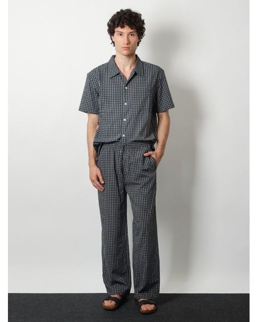 DUNST Blue Cotton Blend Shirt With Check Pattern for men