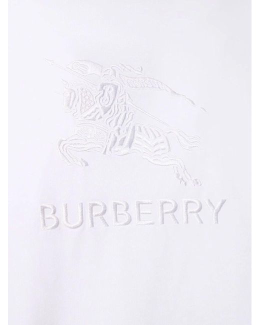 T-shirt tempah in cotone con ricamo di Burberry in White da Uomo