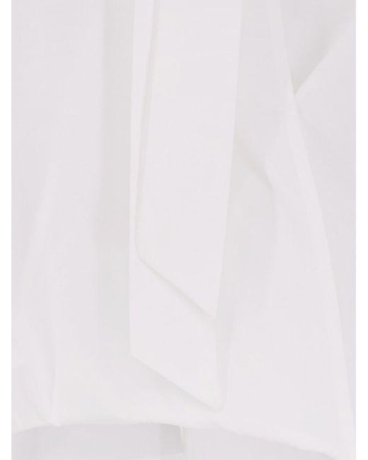 Alysi White Cotton Shirt With Bow