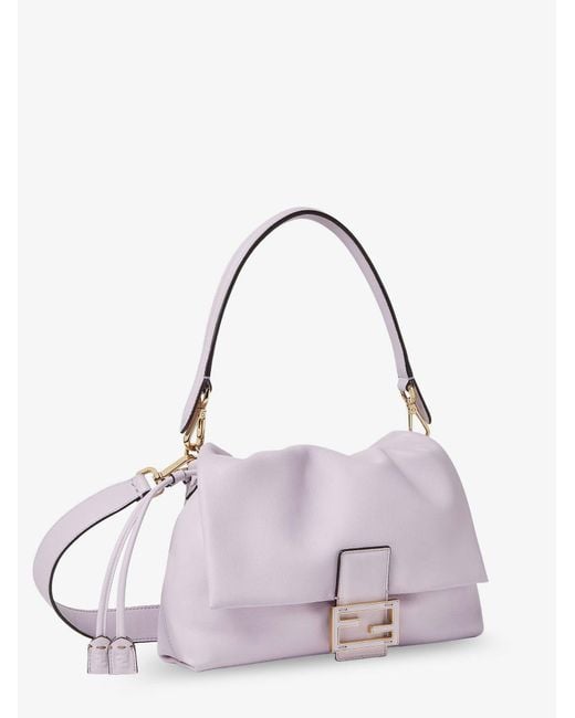 Fendi Purple Mamma Baguette Medium Leather Crossbody Bag