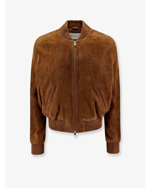 AMI Brown Suede Goatskin Jacket for men