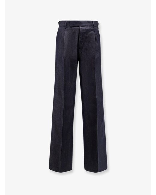 PT Torino Blue Quindici Edge Wool And Cotton Trousers for men
