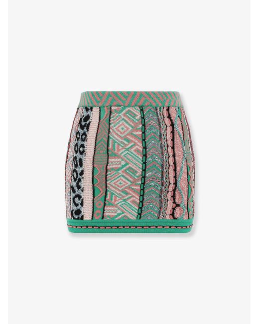 Laneus Green Multicolored Cotton Skirt