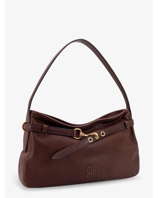 Miu Miu Brown Aventure Leather Shoulder Bag