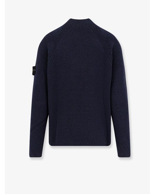 Stone Island Blue Cotton And Virgin Wool Sweater for men