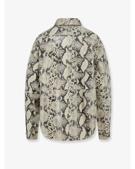 Alysi White Python Print Leather Shirt