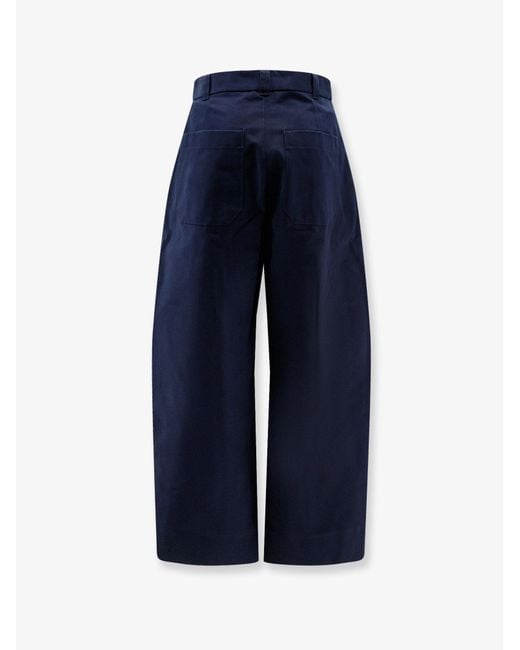 Studio Nicholson Blue High Waist Cotton Trousers for men